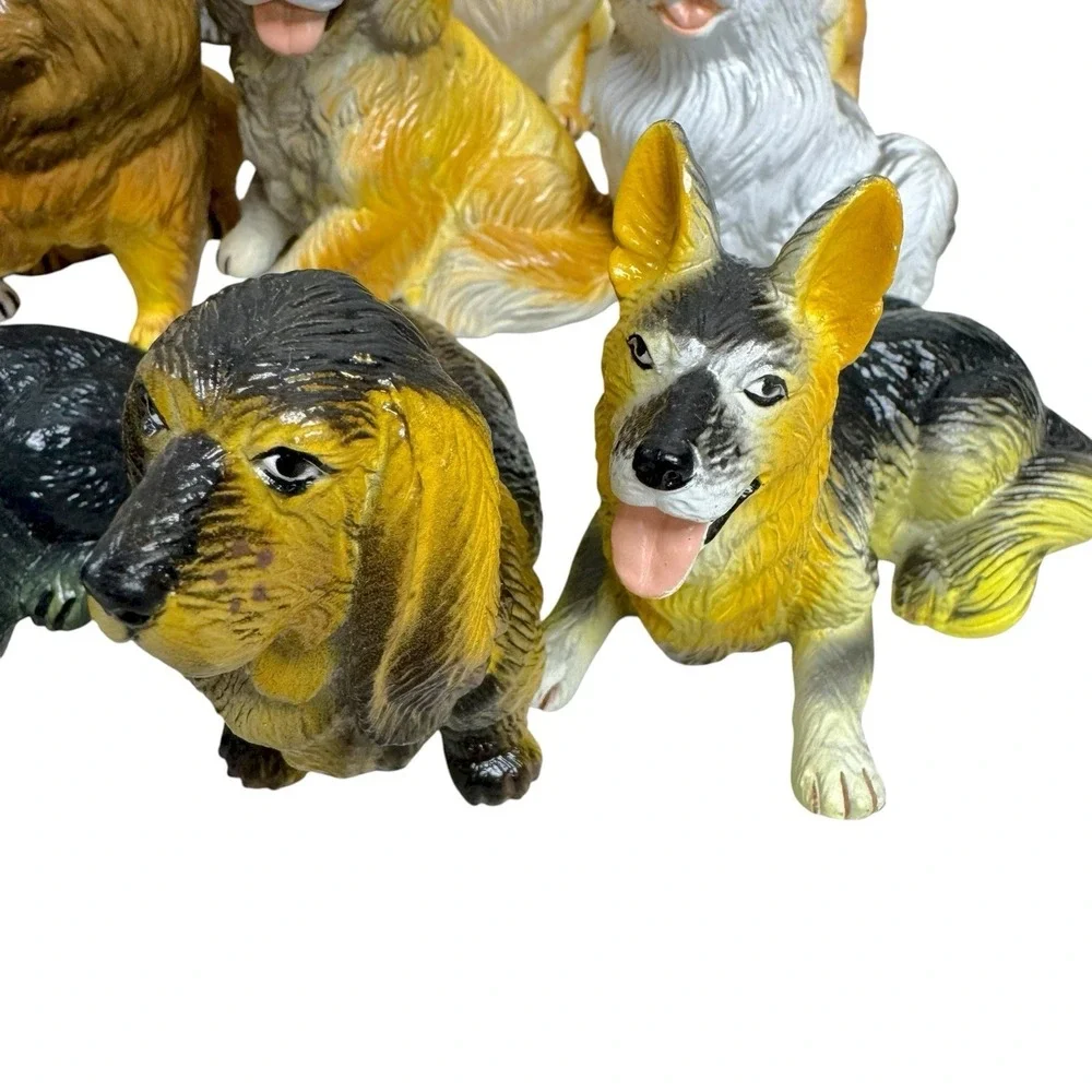 Vtg 1988 NEW-RAY‎ Dog Novelty Collectible Rubber Figurines Misc Breeds Lot Of 16